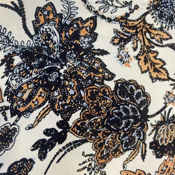 FREE PEOPLE Play It Cool Long Open Floral Kimono Ivory Crepe Sz M Boho Festival - Picture 5 of 11